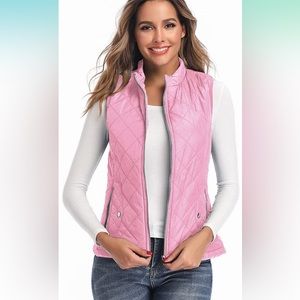 Women's Outwear Vest - Stand Collar Lightweight Zip Quilted Vest for Women